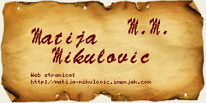 Matija Mikulović vizit kartica